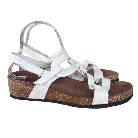 Sundance Italy Moon on the Water Cork Bottom Sandal White Shimmer Sz 10 Comfort - Picture 3 of 16